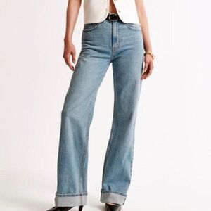 Abercrombie & Fitch high rise 90s relaxed jean in mini cuff